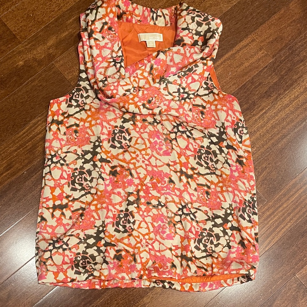 Michael Kors Abstract Pink and Orange Blouse